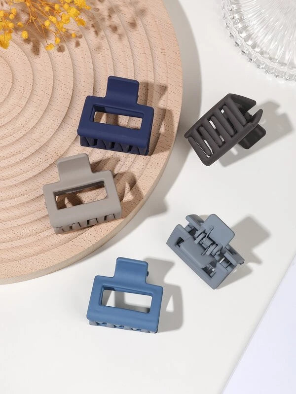 Mini Square Matte Hair Claw - Pack of 5