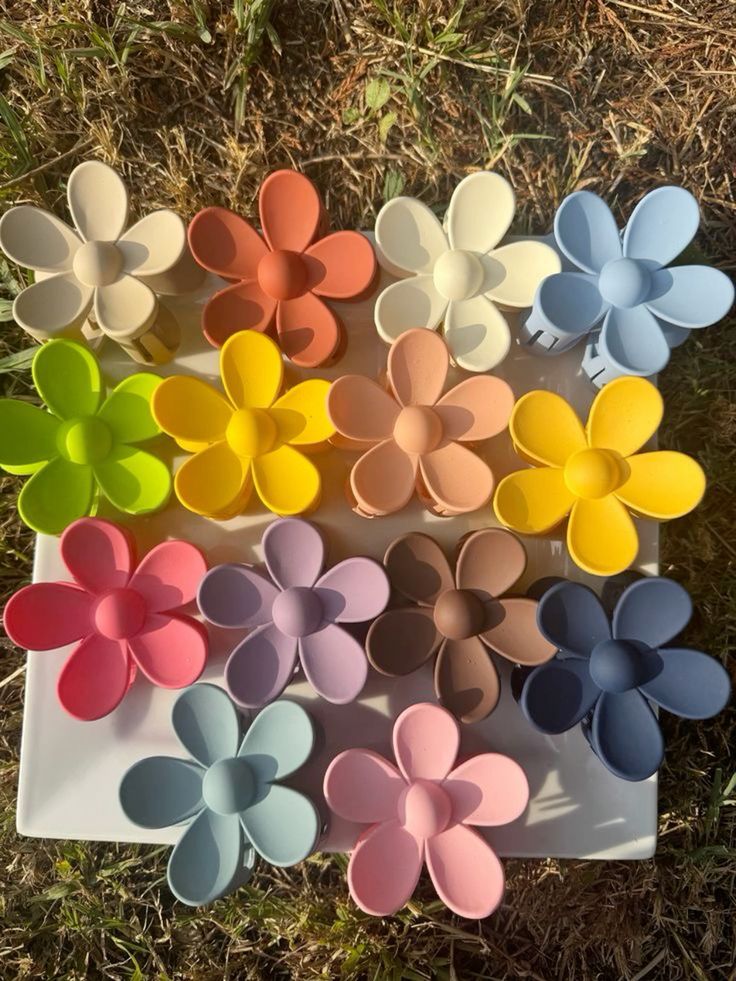 Mini Matte Floral hair Claw - Pack of 5