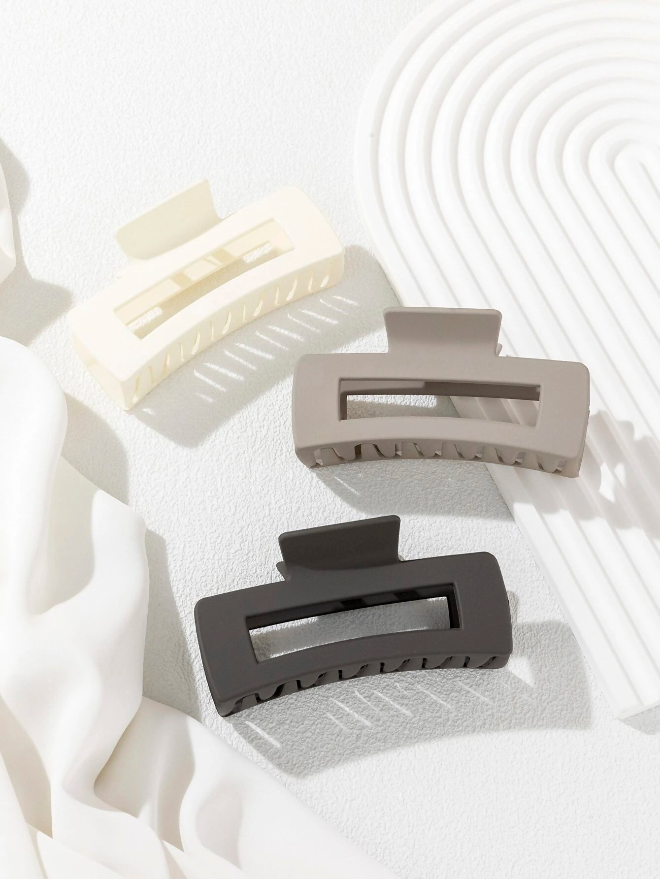 Rectangle Matte Hair Claw - Pack of 3