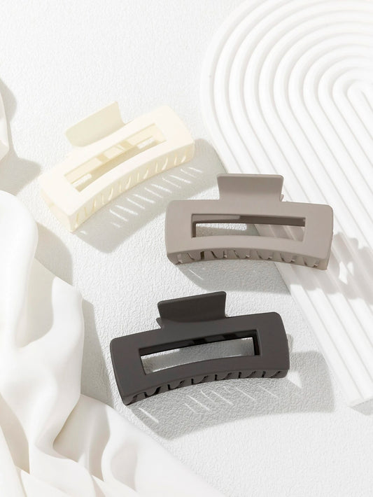 Rectangle Matte Hair Claw - Pack of 3