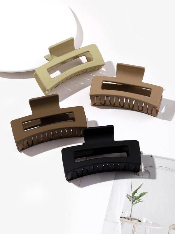 Rectangle Matte Hair Claw - Pack of 3