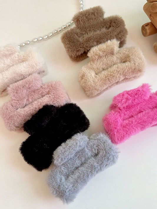 Rectangle Fur Hair Claw - Pack of 3